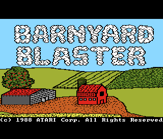 Barnyard Blaster title screen for Atari 7800